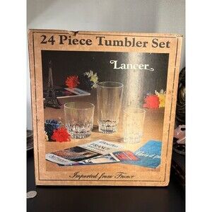 Lancer 24 Piece Tumbler Set France Cafe de Paris Box Unopened Carton Vintage